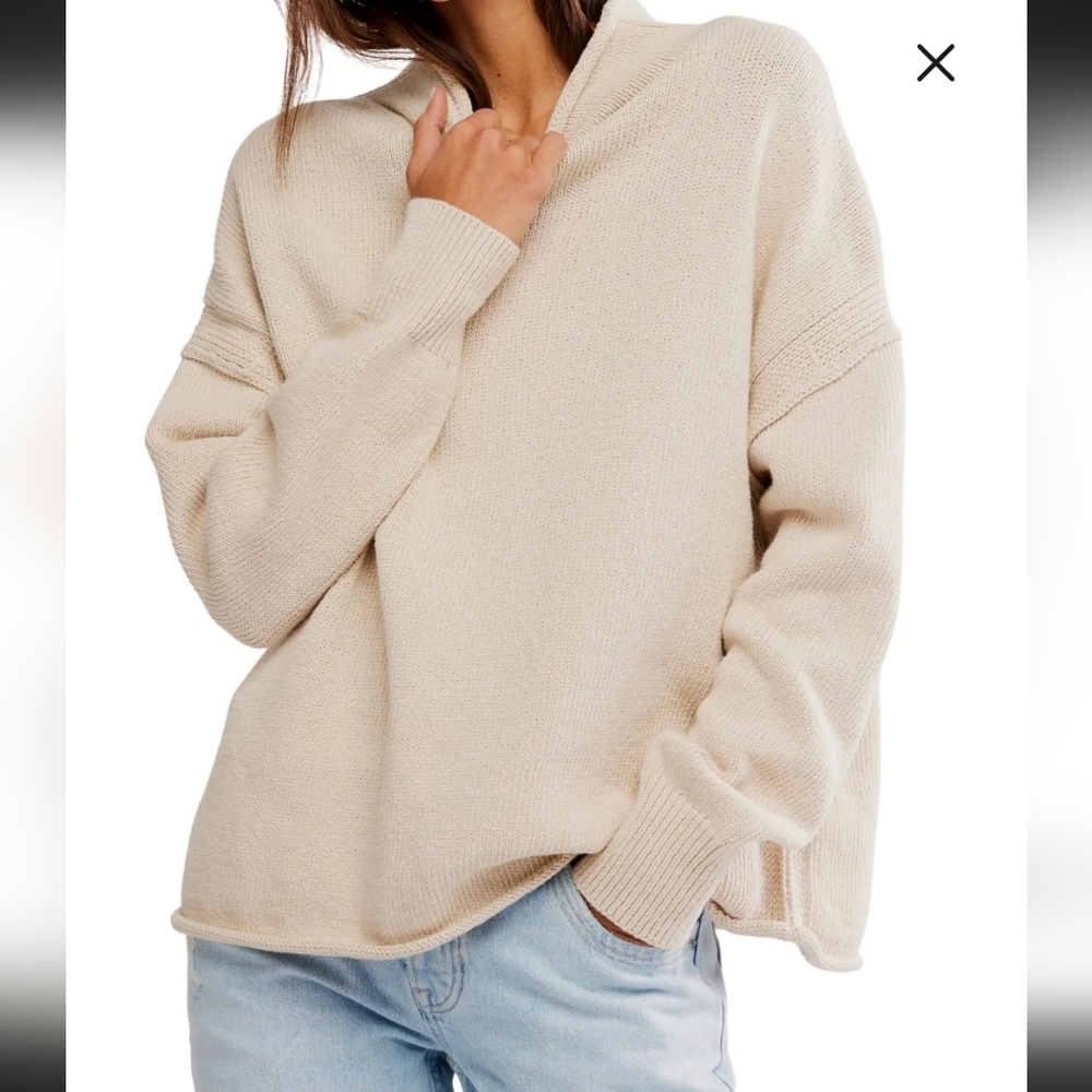 NWOT WE THE FREE TORRES ROLL NECK SWEATER IN SUGAR SWIZZIE - Picture 9 of 11